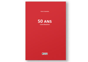 Couverture du livre « 50 ANS – Contribution » de Souef Elbadawi, publié par les éditions 4 Étoiles, avec un design minimaliste rouge vif et une présentation en recto verso.