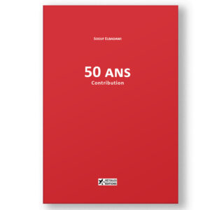 Couverture du livre « 50 ANS – Contribution » de Souef Elbadawi, publié par les éditions 4 Étoiles, avec un design minimaliste rouge vif et une présentation en recto verso.